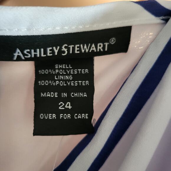 Brand New Ashley Stewart Belted Striped Maxi Dress Size 24 Blue and White - Picture 5 of 14
